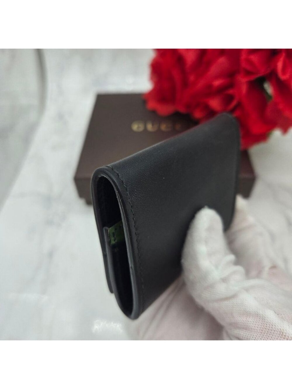 Gucci Coin Purse Wallet Flower Black - Picture 6 of 15